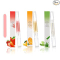 Meschett 3PCS Nail Cuticle Oil Pens with Nail File, Cuticle Oil for Nails from Natural, Nail Oil Cuticle for Cracked and Dry Nail(Orange & Strawberry & Aloe Flavor)