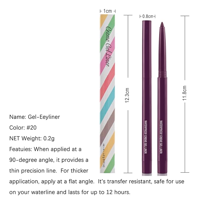 Eyeliner Pencil, Waterproof Eyeliner Long-lasting, Purple-Shine Eye Liner, High-Pigmented Colorful Liners Easy To Use Eye Liner Pen for Women