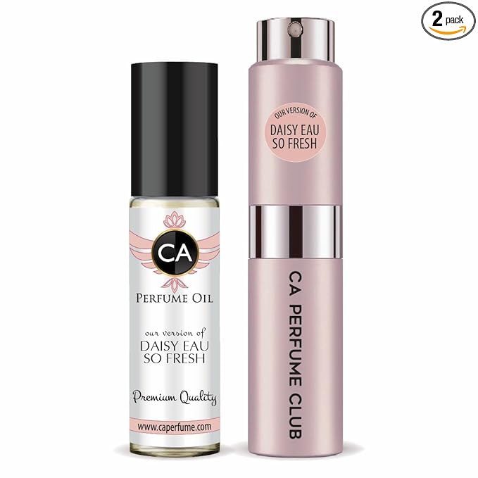 CA Perfume Duo Impression of Daisy Eau So Fresh For Women Perfume Layering Set Long Lasting Travel Size EDP + Body Oil Roll-On Bottle 0.27 Fl Oz+0.33 Fl Oz