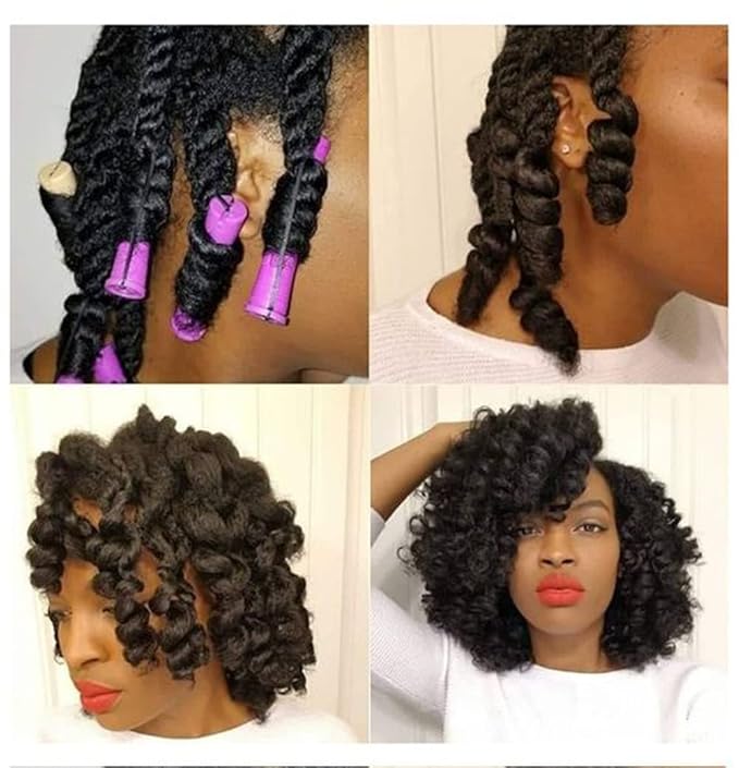 20pcs Purple Plastic Perm Rods Set for Natural Hair Cold Wave Rods Hair Curlers Rollers for Long Short Women's Hair DIY Hairdressing Tools