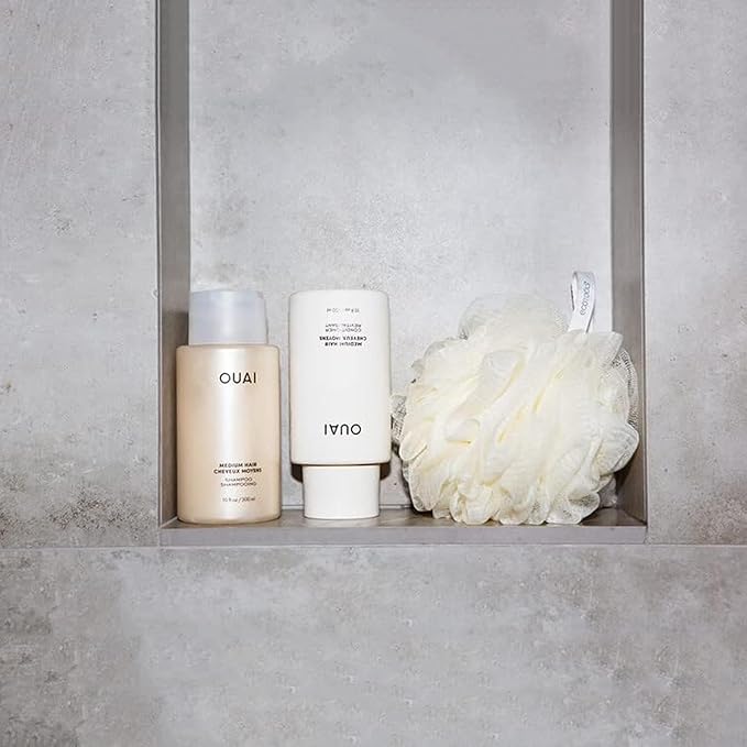 OUAI Medium Hair Shampoo and Conditioner Set - Sulfate-Free Shampoo and Conditioner for Women & Men - Made with Keratin, Shea Butter & Avocado Oil - Free of Parabens & Phthalates (10 Fl Oz)