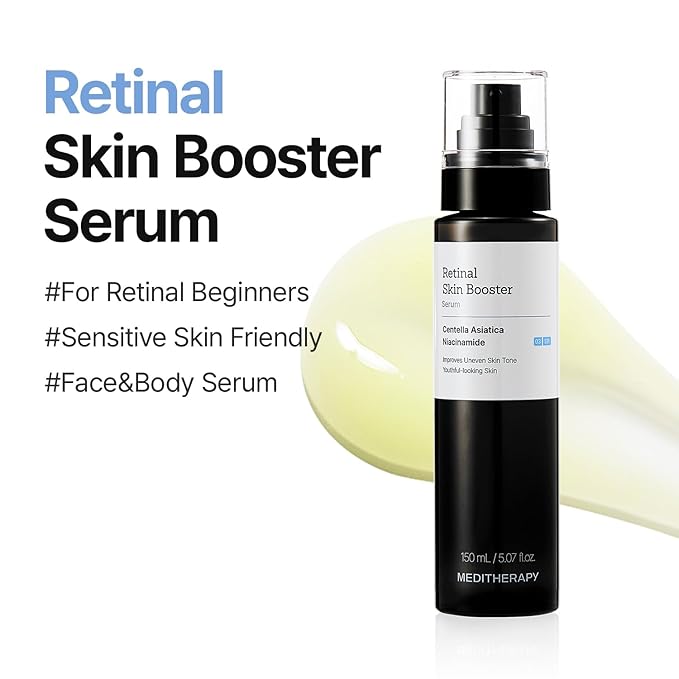 MEDITHERAPY Retinal Skin Booster Serum | Retinaldehyde, Niacinamide Anti-Aging Serum - K-Beauty Facial Serum for Fine Lines, Firming & Radiance | Hydrating Face Serum All Skin Types, 5.07 fl oz