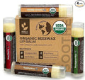 Earth's Daughter USDA Organic Lip Balm 4-Pack - Fruit Flavors, Beeswax, Coconut Oil, Vitamin E - Best Repair Chapstick for Dry Cracked Lips - Moisturizing Lip Care