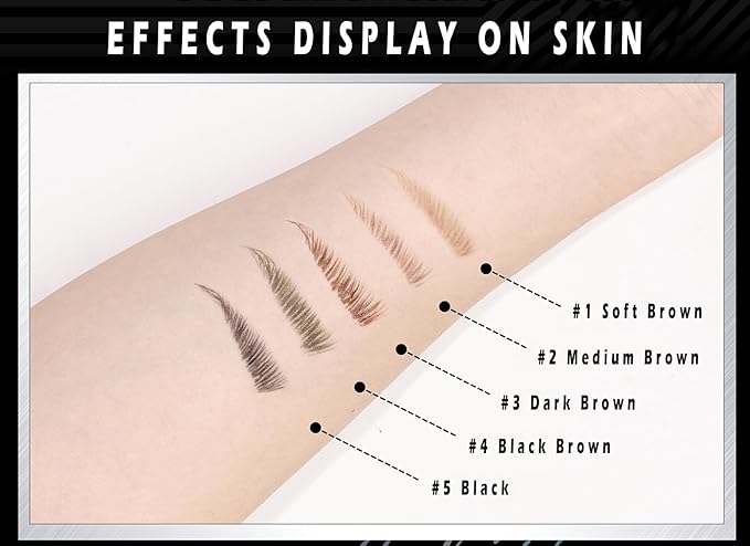 5 Shades Eyebrow Pen, Duo Brow Microfilling Fork-Tips & Precise Tip, Natural Eyebrow Makeup Set with Spoolie Brush (#1 Soft Brown)