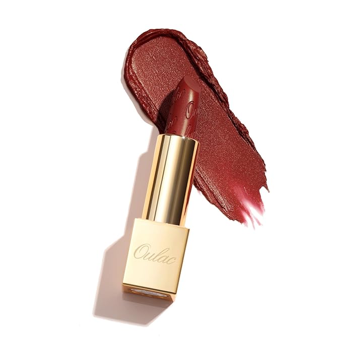 Oulac Matte Plummy Red Lipstick with Glow Metallic Finish - Vegan Lipstick for Women, Creamy Texture, Hydrating Clean Beauty Formula, High-End Magnetic Hook Design, GM13 Daring