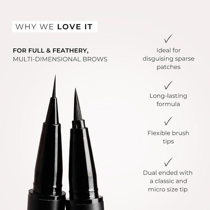 WUNDERBROW Thicker Brow Pen Duo, Dual Ended Pen, Vegan & Cruelty Free (Black/Brown)