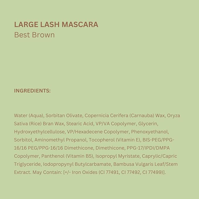 Pixi Large Lash Mascara | Extreme Volume & Lengthening Mascara with Vitamin E, Panthenol & Bamboo | Smudge-Proof & Water-Resistant | Buildable & Clump-Free | Best Brown | 0.4 fl oz