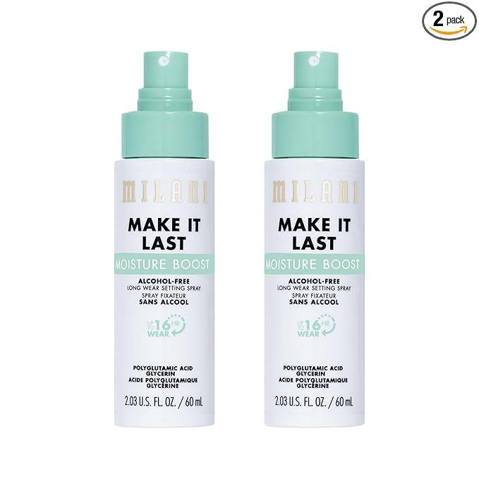 Milani Make It Last Moisture Boost Setting Spray - Alcohol Free Waterproof Makeup Finishing Mist - Hydrating & Soothing Formula for Sensitive Skin - 2 Count