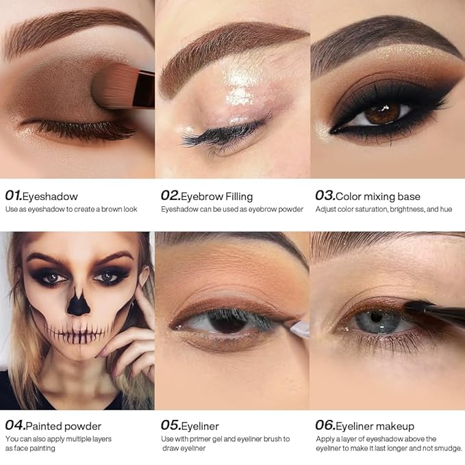 Matte Brown Eyeshadow with Applicator – Single Shade in Dark, Warm Taupe, and Caramel Brown for Glam Makeup, Subtle Eye Look, and Casual Neutral Smokey Eye, Easy to Apply, Popular Colors