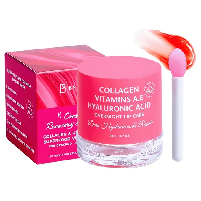 Lip balm butter BS-MALL Watermelon- Luxurious hydrating overnight lip mask Care & chapstick for Dry Chapped Lips, Lip Repair Treatment with Glossy Finish,20g
