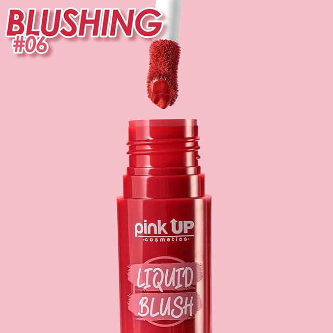PINK UP | Liquid Blush | Buildable color for a soft or bold look | Lightweight, long-lasting formula | Liquid blush | Blush | Matte finish | Blushing | 6ml | Model PKLB06