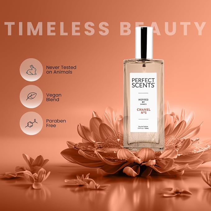 Perfect Scents Fragrances, Inspired by Chanel’s No. 5, Women’s Eau de Toilette, CLEAN, Vegan, Paraben-Free, Phthalate-Free, Never Tested on Animals, 3.4 Fluid Ounces