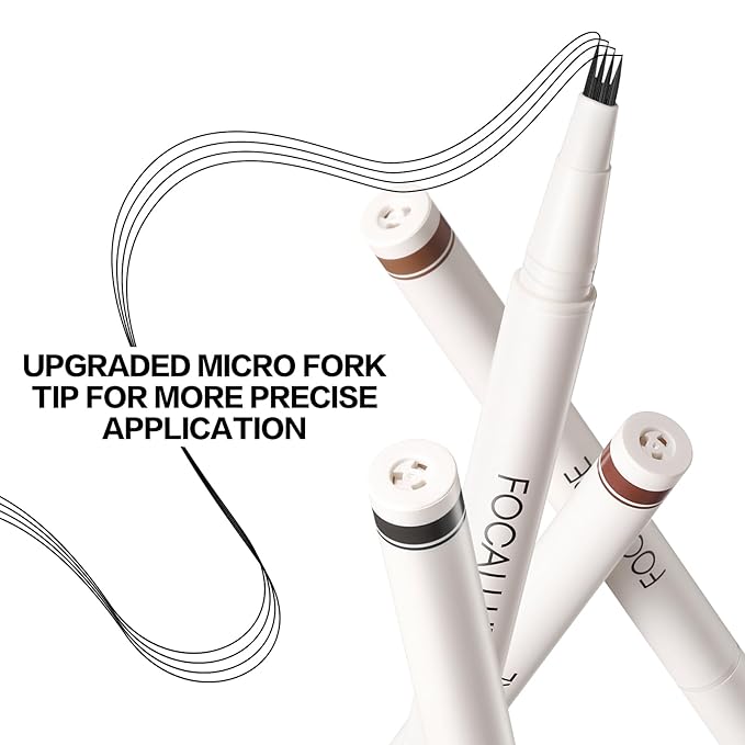 FOCALLURE FLUFFMAX TINTED Liquid Eyebrow Pen, Eyebrow Microblading Pen with a Micro-Fork Tip Applicator, Long-Lasting, Smudge-Proof, Creates Natural Looking Brows, BLACK BROWN