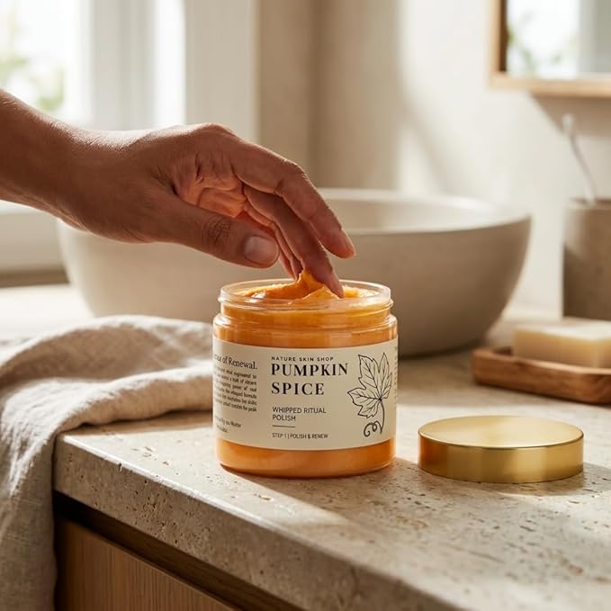 Nature Skin Shop Pumpkin Spice Glow Polish – Whipped Exfoliating Body Scrub, 8oz