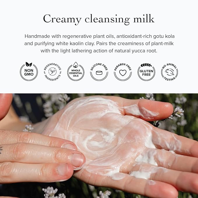 evanhealy Blue Lavender Cleansing Milk | Soothe & Calm Reactive Skin | Moisturizing Gentle Deep Clean For Sensitive Skin
