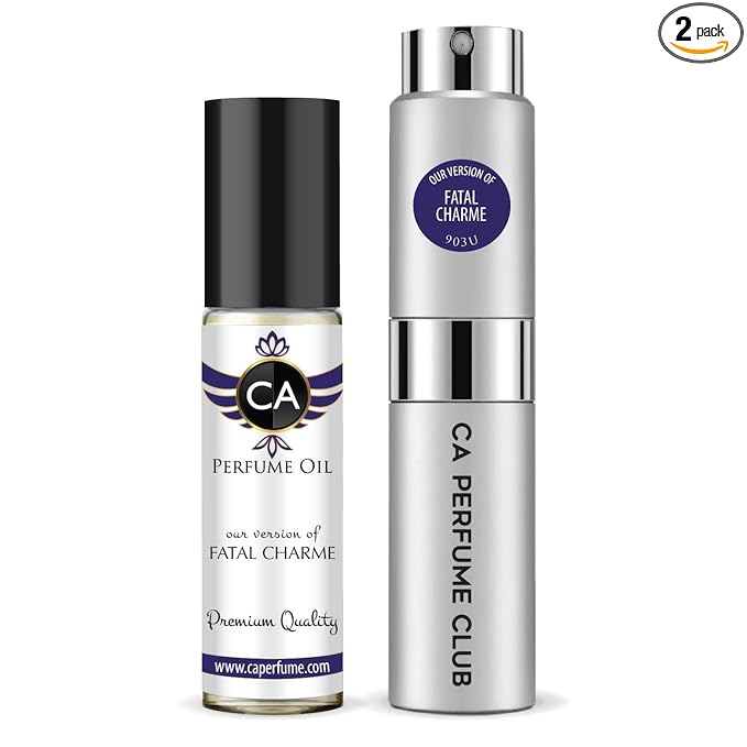 CA Perfume Duo Impression of Fatal Charme For Women And Men Perfume Layering Set Long Lasting Travel Size EDP + Body Oil Roll-On Bottle 0.27 Fl Oz+0.33 Fl Oz