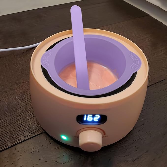 Silicone Wax Bowl and Liner Set for Hair Removal, Non-Stick Wax Pot with Spatula Sticks(purple)