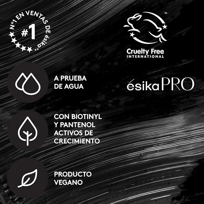 Esika Pro Mega Full-Size Waterproof Mascara for Visibly Longer and Lighter Eyelashes, Color: Black