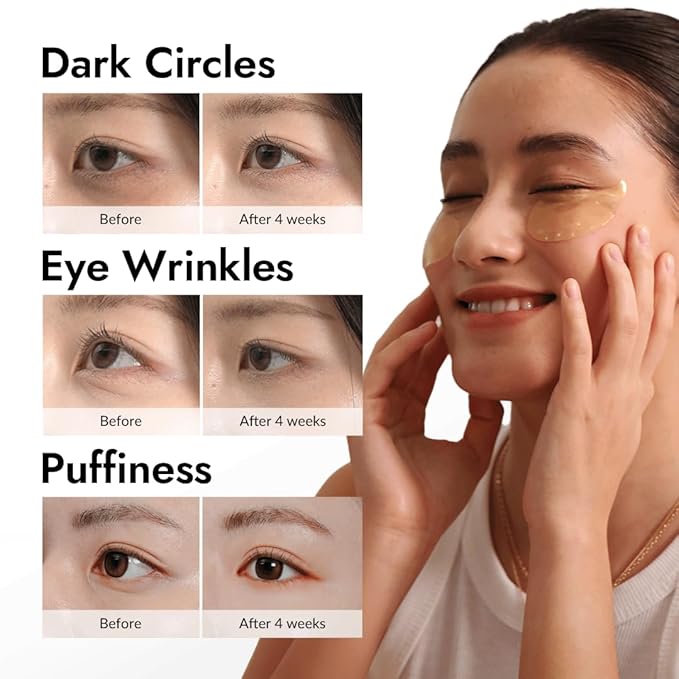 MIZON Under Eye Patches for Puffy Eyes & Dark Circles, 24K Gold & Snail Mucin, 60 Pcs – Anti-Wrinkle Collagen & Peptide Formula – Moisturizing Korean Eye Mask for Elasticity