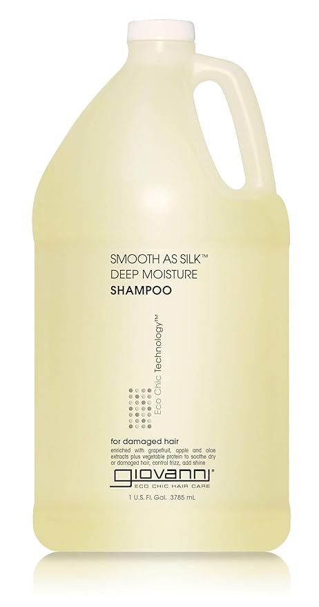 GIOVANNI Eco Chic Smooth as Silk Deep Moisture Shampoo - Apple + Aloe Extracts, Calms Frizz, Detangles, Wash & Go, Lauryl & Laureth Sulfate Free, Paraben Free, Color Safe - 128 oz