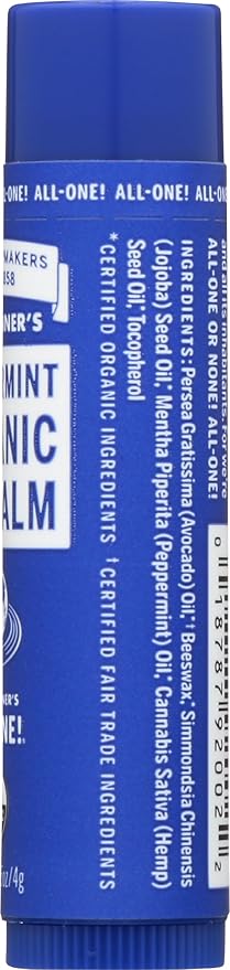 Dr Bronner's, Lip Balm Peppermint Organic, 0.15 Ounce