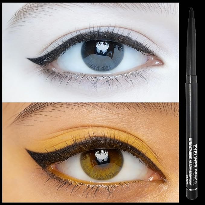Professional Retractable Eye Liner Pencils, 12 Pcs Matte Brown, Inner Eyeliner, Brow Pens, Makeup-Brown (Black-12 Pcs-Matte)