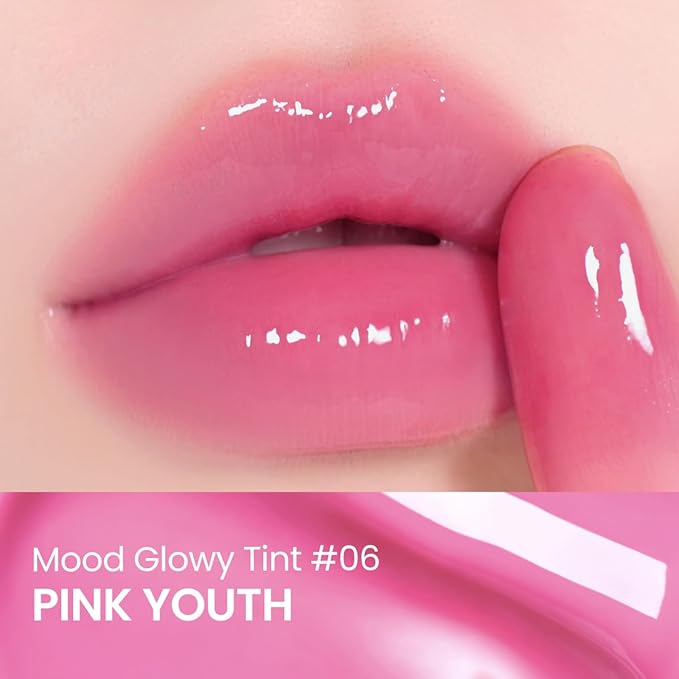 Peripera Mood Glowy Tint, Watery Glow Finish, Buildable Fresh Color, Lightweight, Long-Lasting, Non-Sticky, Korean Lip Tint (06 PINK YOUTH)