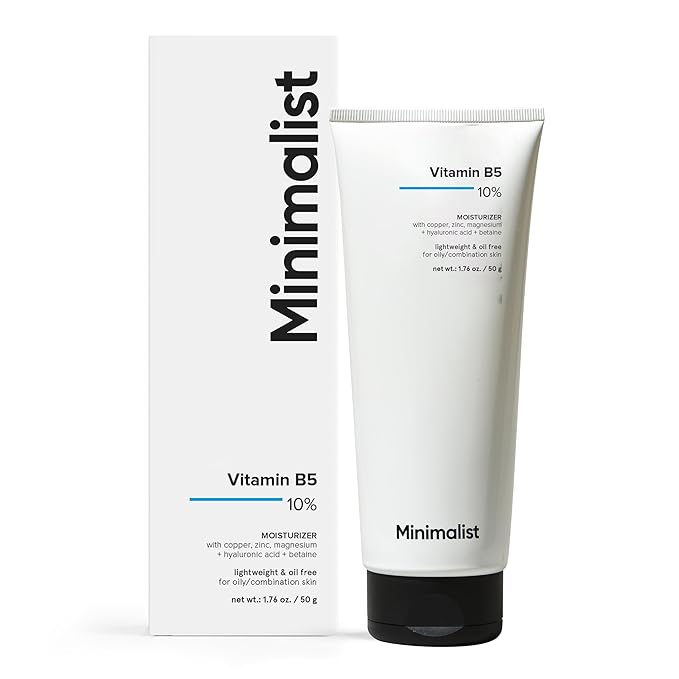 Minimalist Panthenol (Vitamin B5) 10% Face Moisturizer for Oily & Acne Prone Skin Moisturizer for Dehydrated and Damaged Skin | For Women & Men | 1.7 Oz / 50 gm