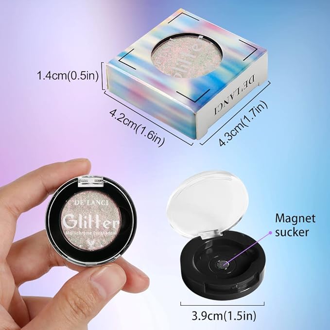 Afflano Glitter Eyeshadow Sparkle Shimmer Eye shadow Makeup, Intense Color Shifting Duo Chrome Eyeshadow, Holographic High Pigmented Multichrome Eye shadow, Chameleon Pink Face Highlighter Makeup