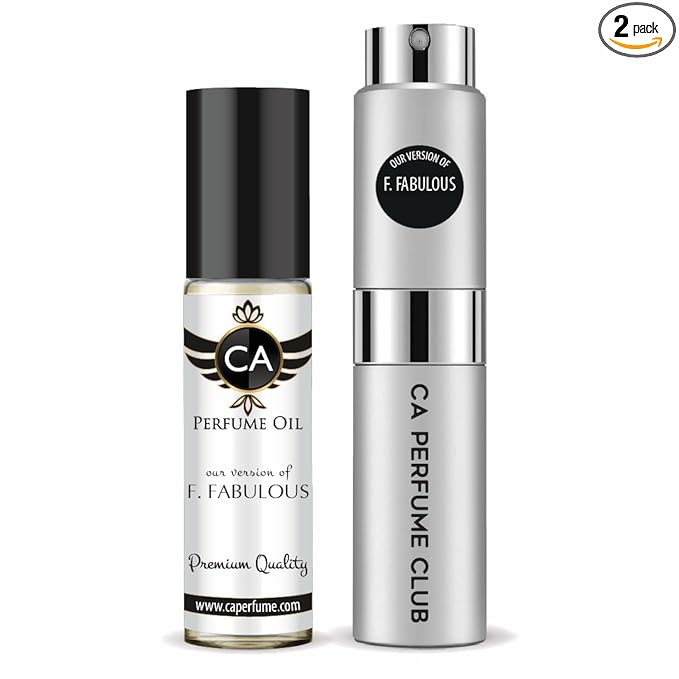 CA Perfume Duo Impression of F. Fabulous For Women And Men Perfume Layering Set Long Lasting Travel Size EDP + Body Oil Roll-On Bottle 0.27 Fl Oz+0.33 Fl Oz