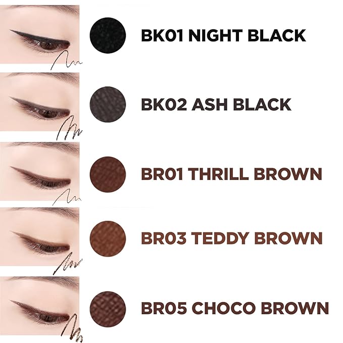 THESAEM Eco Soul Powerproof Super Slim Eyeliner - Smudge Proof Gel Eyeliner - Micro Precision Tip (2mm) - Highly Pigmented & Long-lasting Eye Makeup Glides on Smoothly, 0.1g (BR05 Choco Brown)