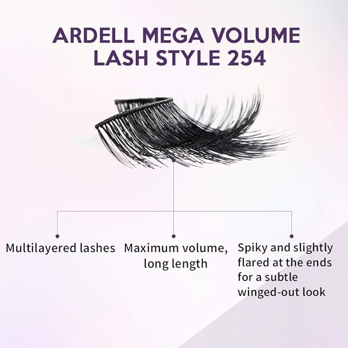 Ardell Mega Volume Lash 254 Multi-Layered False Lashes with Curl Technology, 4 Pairs