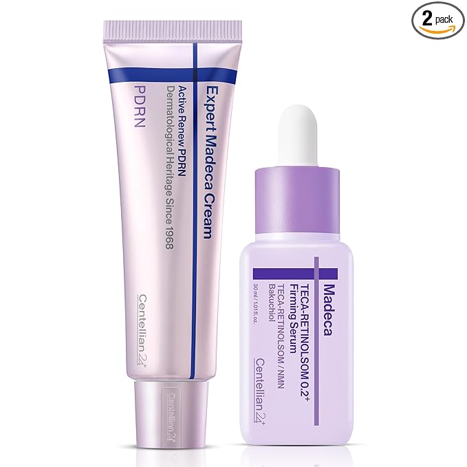 CENTELLIAN 24 Madeca Cream Active Renew PDRN Taehyun Edition 1.69 fl oz + TECA Retinolsom 0.2 Firming Serum 1.01 fl oz, Korean Skincare, Elasticity, Firming, Hydration, Sensitive Skin Care