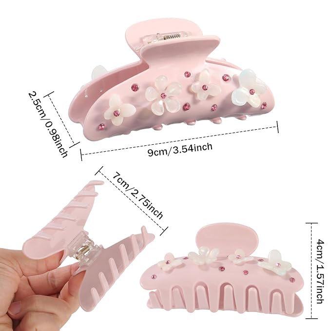 HAIMEIKANG 2 PCs Acrylic Bow Hair Claw Clips for Women - Cute Banana Non-Slip Strong Hold Barrettes Y2K Hair Clips for Thick Thin Hair