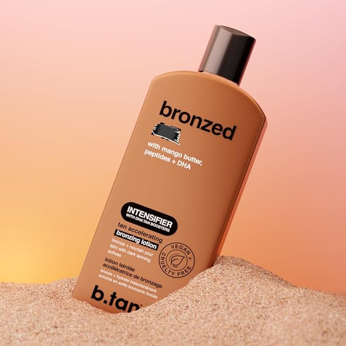 b.tan Sun Tanning Lotion | Tan Accelerator - Best Tinted Browning Cream, Brown Intensifier Bronzing Lotion, No SPF, Packed with DHA Boosters, Mango Butter & Peptides, Austrailian Brand, 8.45 Fl Oz