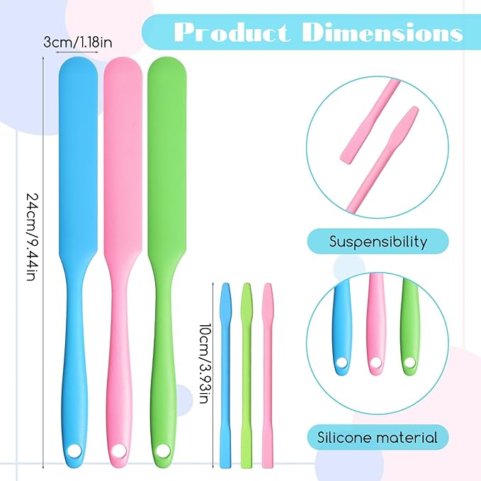 6Pcs Silicone Wax Stick, Silicone Stirring Stick Non-Stick Wax Spatulas Set, Reusable Hard Scraper Applicator, Spatula Hair Removal Sticks for Beauty Cosmetics Home Salon Body Use