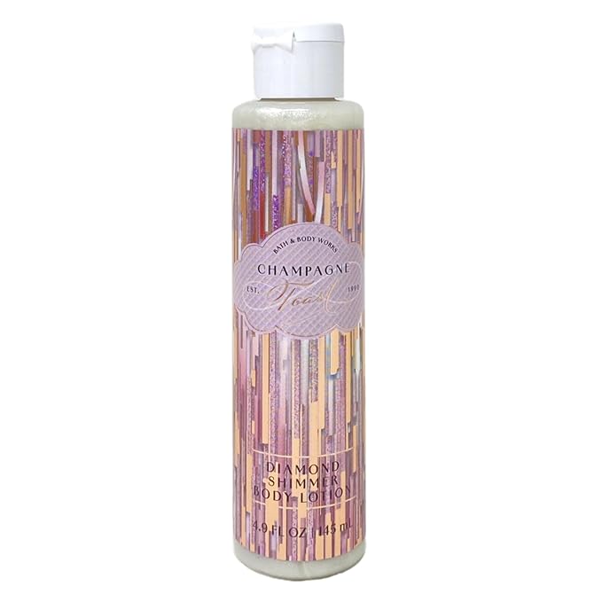 Bath & Body Works Champagne Toast 3 Pack Diamond Shimmer Body Lotion Bundle with a Himalayan Salts Springs Sample Soap