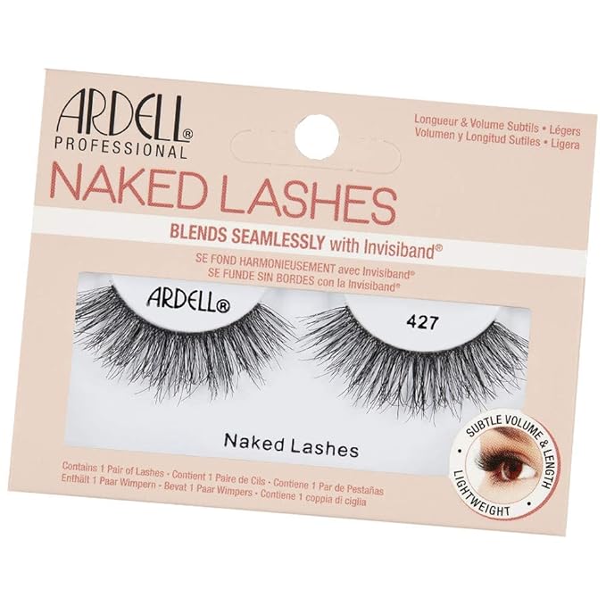 Ardell Naked Lashes Natural 427 with Invisiband – Lightweight, Natural-Looking False Eyelashes, Soft & Reusable Strip, 4 Pairs