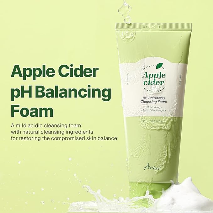 Ariul Apple Cider pH Balancing Cleansing Foam – Effective Pore & Exfoliation Care, Low pH, Soothing & Revitalizing Face Wash with Apple Extract, Korean Skin Care, 150ml / 5.07 fl. oz