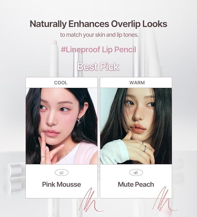Heart Percent Dote On Mood Lineproof Lip Pencil, 12hr Long-Lasting Fixing & Smooth Drawing Creamy Lip Crayon Multi-Use Lipliner Retractable Overlip Line Color 0.8g (08. Haze Mauve)