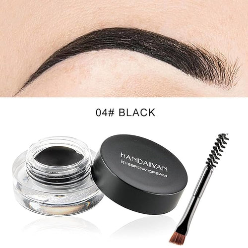12 Colors Eyebrow Pomade Full-pigmented Long Lasting Waterproof Eyebrow Cream Gel Filling & Shaping Tinted Eyebrows Enhancers with Brush for Daily or Cosplay (04 Black)