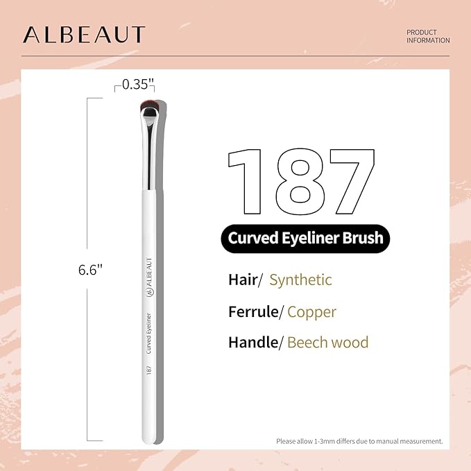 Albeaut Eyeliner Brush, Crescent-Shaped Eyeliner and Brow Brush - Effortlessly Create Perfect Eyeliner (187 curved eyeliner)