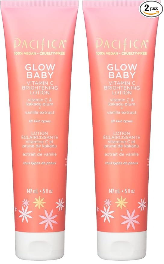 Pacifica Body Lotion Glow Baby Vitamin C Moisturizer - for Skin Brightening - w/Superfood Plant Extracts & Vitamin C & E Care Clean Beauty Vegan & Cruelty-Free Dermatologist Tested (Pack of 2)