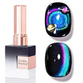 Double Rhythm 0.5 OZ Cat Eye Gel Polish with Magnet 15ML Holographic Glitter Shimmer Translucent Jelly Color Magnetic Nail Polish Salon DIY at Home (Blue Purple-MC1298)