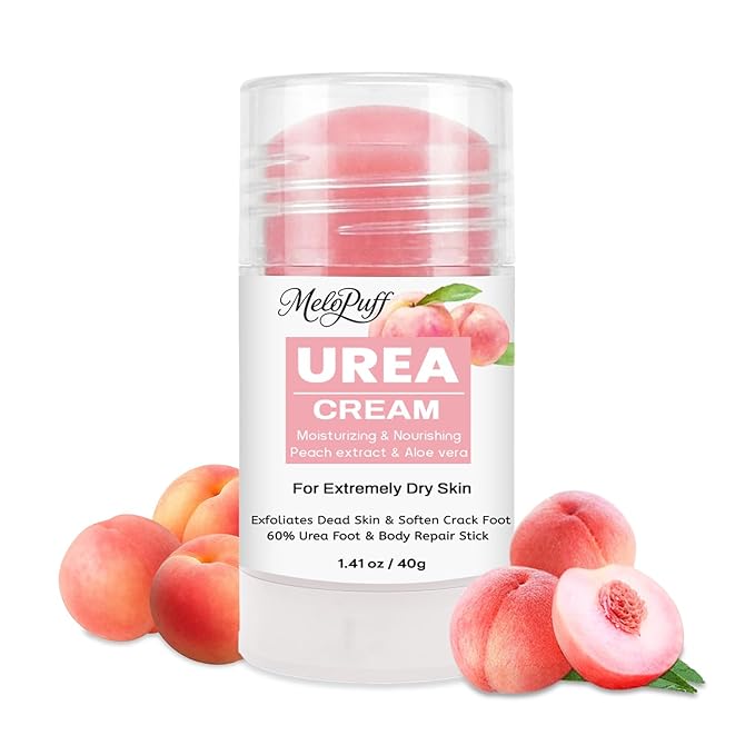 60% Urea Cream plus 2% Salicylic Acid - Maximum Strength Foot & Hand Cream Stick for Dry Cracked Heels, Callus Remover, Dead Skin Exfoliator & Moisturizer with Peach Scent - 1.41oz