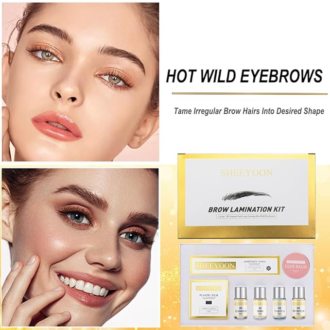 SHEEYOON Brow Lamination Kit, Professional With Keratin, Lift and Shaping for 3D Natural Fuller Thicker Wild Eyebrows, Long Lasting Results for 6 Weeks (26 Piece Set)
