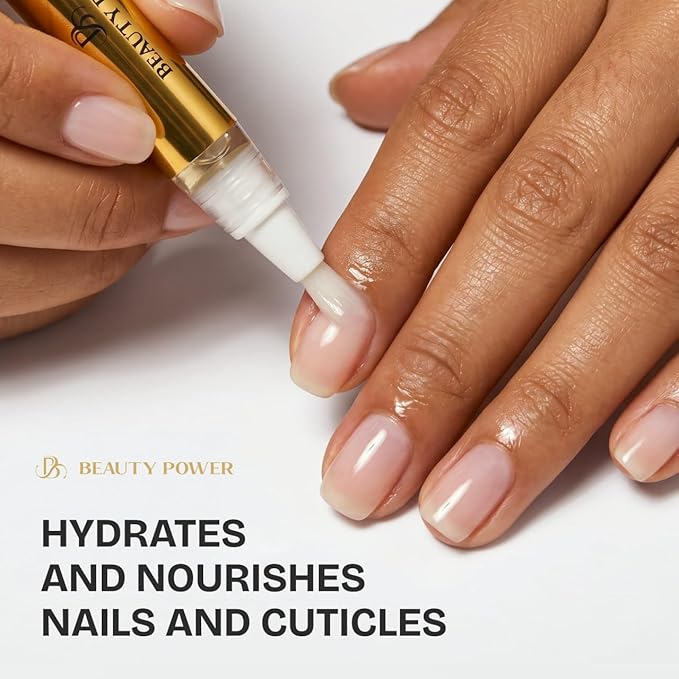 Beauty Power Cuticle Oil Pen - Strawberry Scent, Vitamin E Nail Strengthener and Growth Serum for Nail Care, Nourishing and Hydrating Formula for Healthier, Stronger Nails - Gift Idea