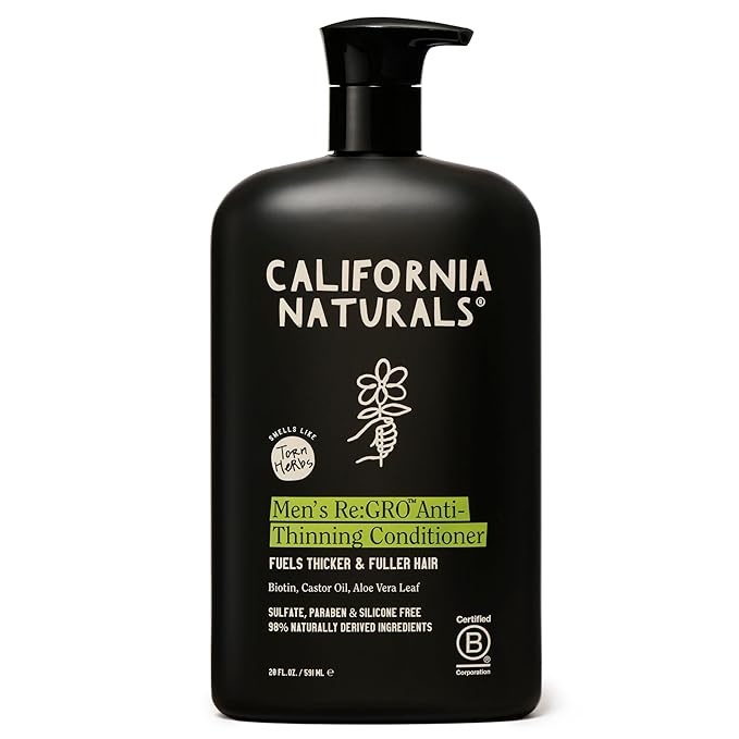 California Naturals Re:GRO Anti-Thinning Conditioner, Biotin, Caffeine & Rosemary Oil, Hair Loss & Thinning Support for Men, Sulfate Free, 20 fl oz