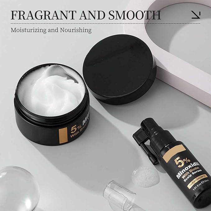 Kormesic 5% Minoxidil With Biotin Shampoo And Conditioner,Shampoo&Conditioner&Scalp Serum&Massage Cream,With Panax Ginseng Root & Zingiber Natural Essence For Women Men Hair Growth ﻿ (Massage cream)