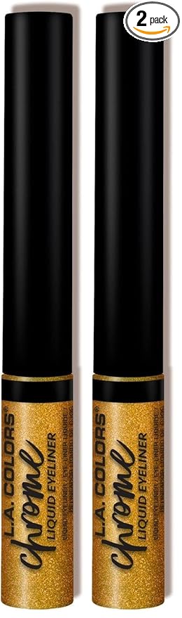 L.A. COLORS Liquid Eyeliner Collection, Chrome Liquid Gold CLE804 (Pack of 2)